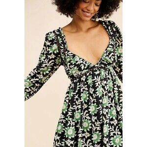 Free People Sacha Mini Dress Floral Printed Smocked Sweetheart Cotton S 285956